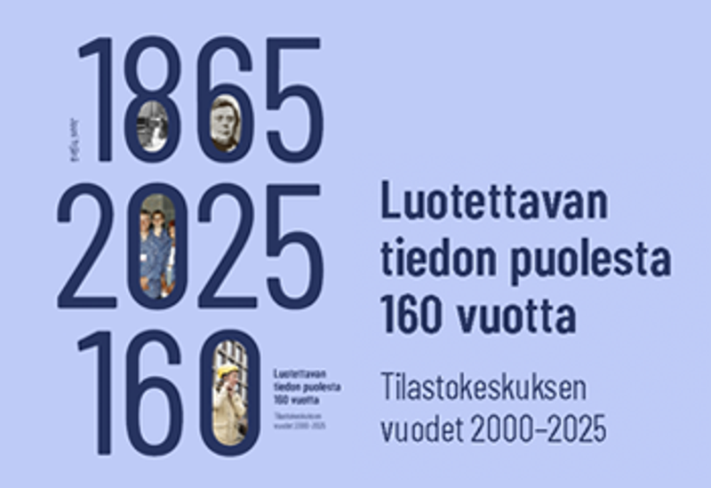 Historiikin kansi. Luotettavan tiedon puolesta 160 vuotta. Tilastokeskuksen vuodet 2000-2025.